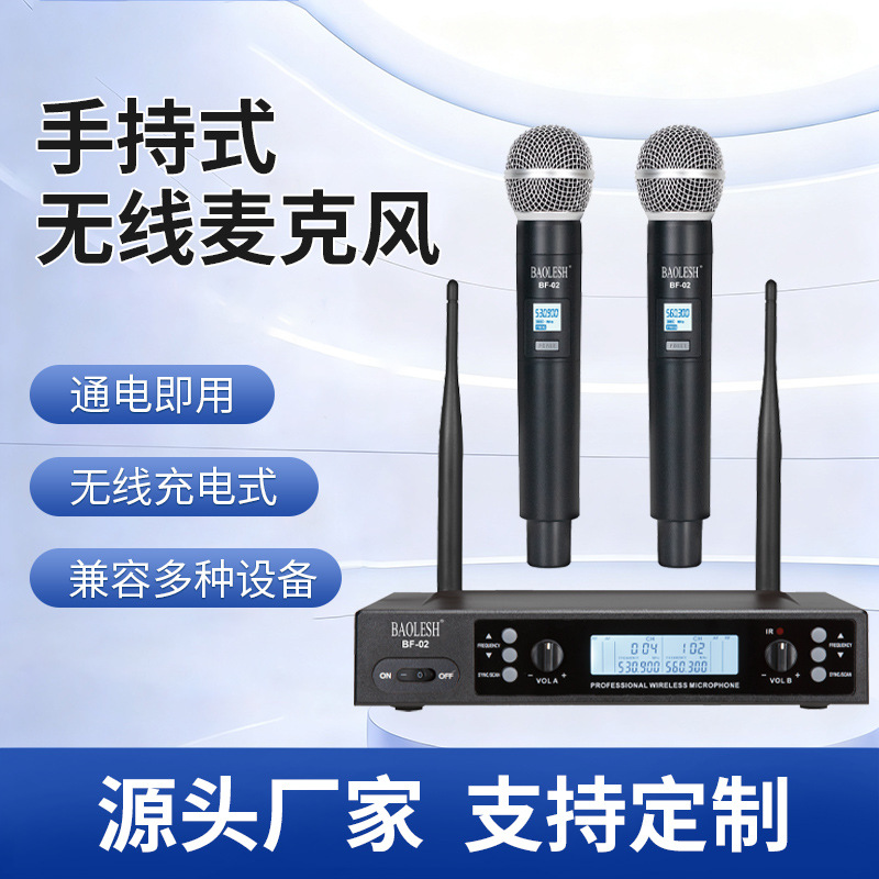 Wireless Microphone One for Two Home Karaoke Outdoor Audio Sound Card Live Handheld Microphone Speaker Microphone