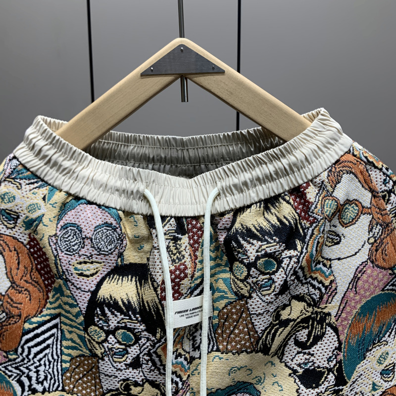 Men's Streetwear Shorts With Premium Print, Straight Cut 5-Inch Casual Shorts, Lightweight Summer Hip Hop Fashion Shorts For Outdoor Daily Wear_viptrois.com