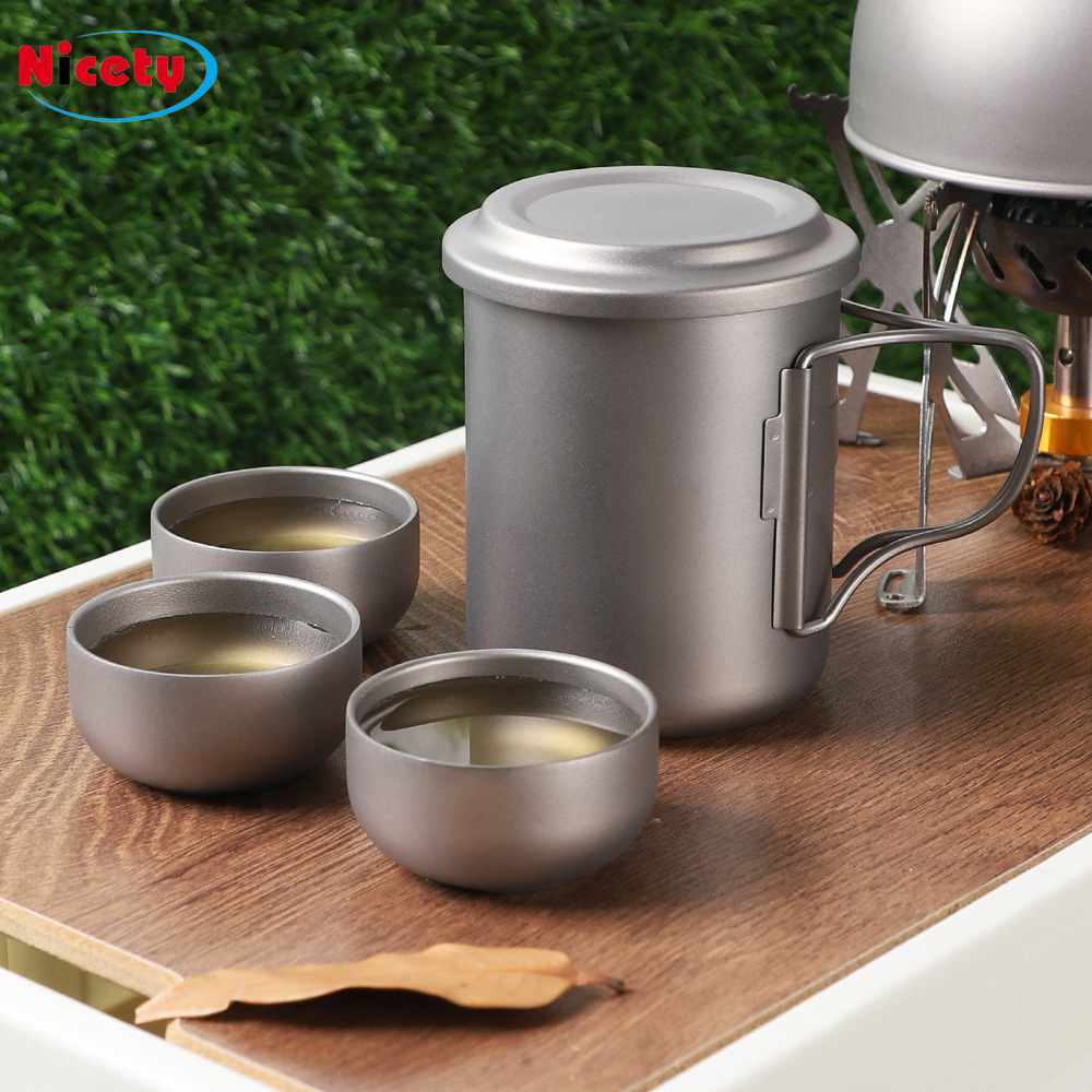 定制户外纯钛茶具便捷泡茶器野营套装全套家用双层茶杯功夫茶高档