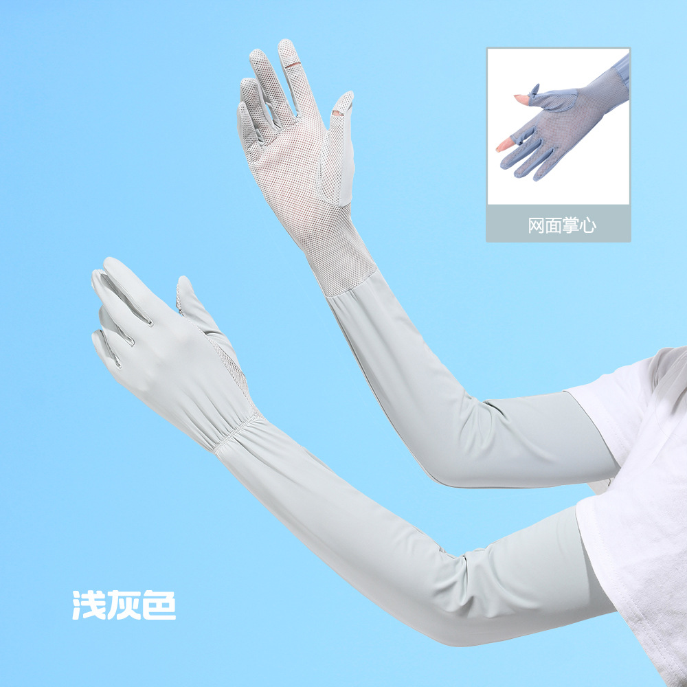 Verano hielo seda protección sol manga de las mujeres alta elástico no apretado ligero transpirable conducción al aire libre protección UV brazo