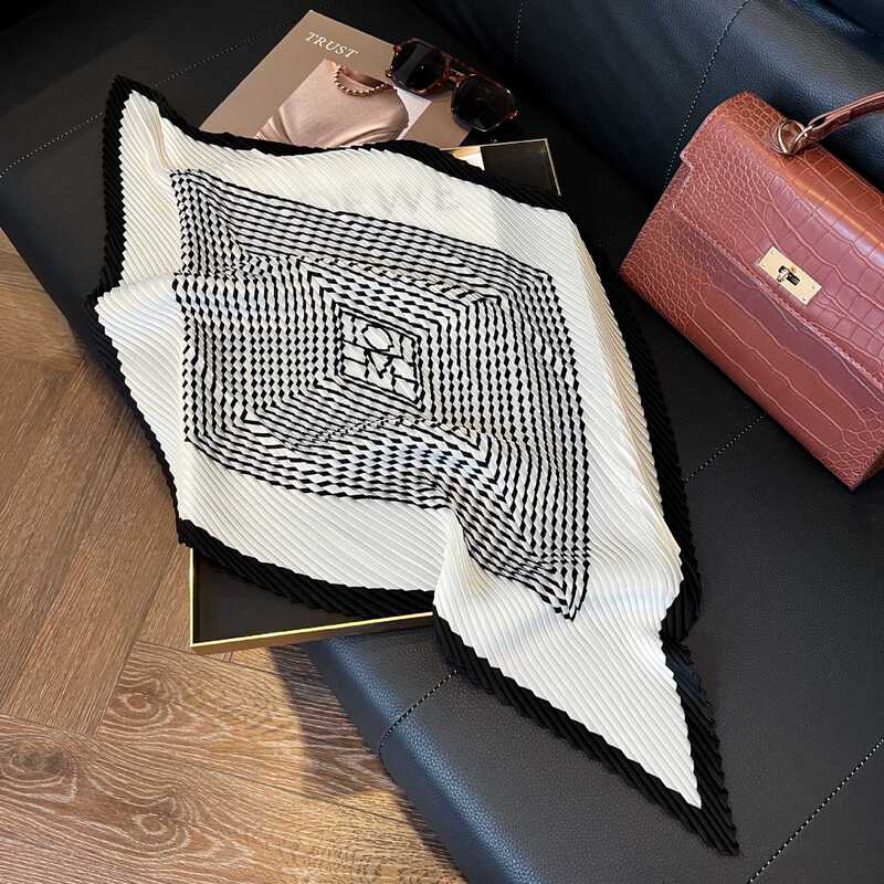 70cm 無地シワ加工シルクスカーフ レディース クロスボーダー 万能ネックスカーフ ショール おしゃれ 通勤 小さめヘアバンド バンダナ|undefined