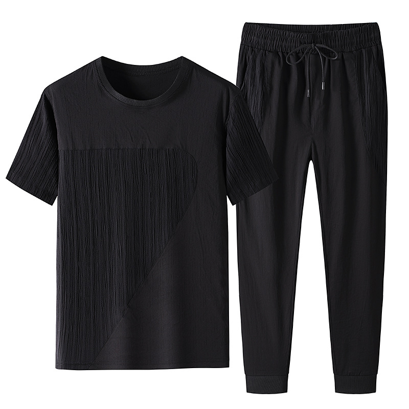 Men's Clothing Ice sense suit men's summer new fashion leisure loose thin breathable quick drying youth sports two piece suit trend_voghion.com