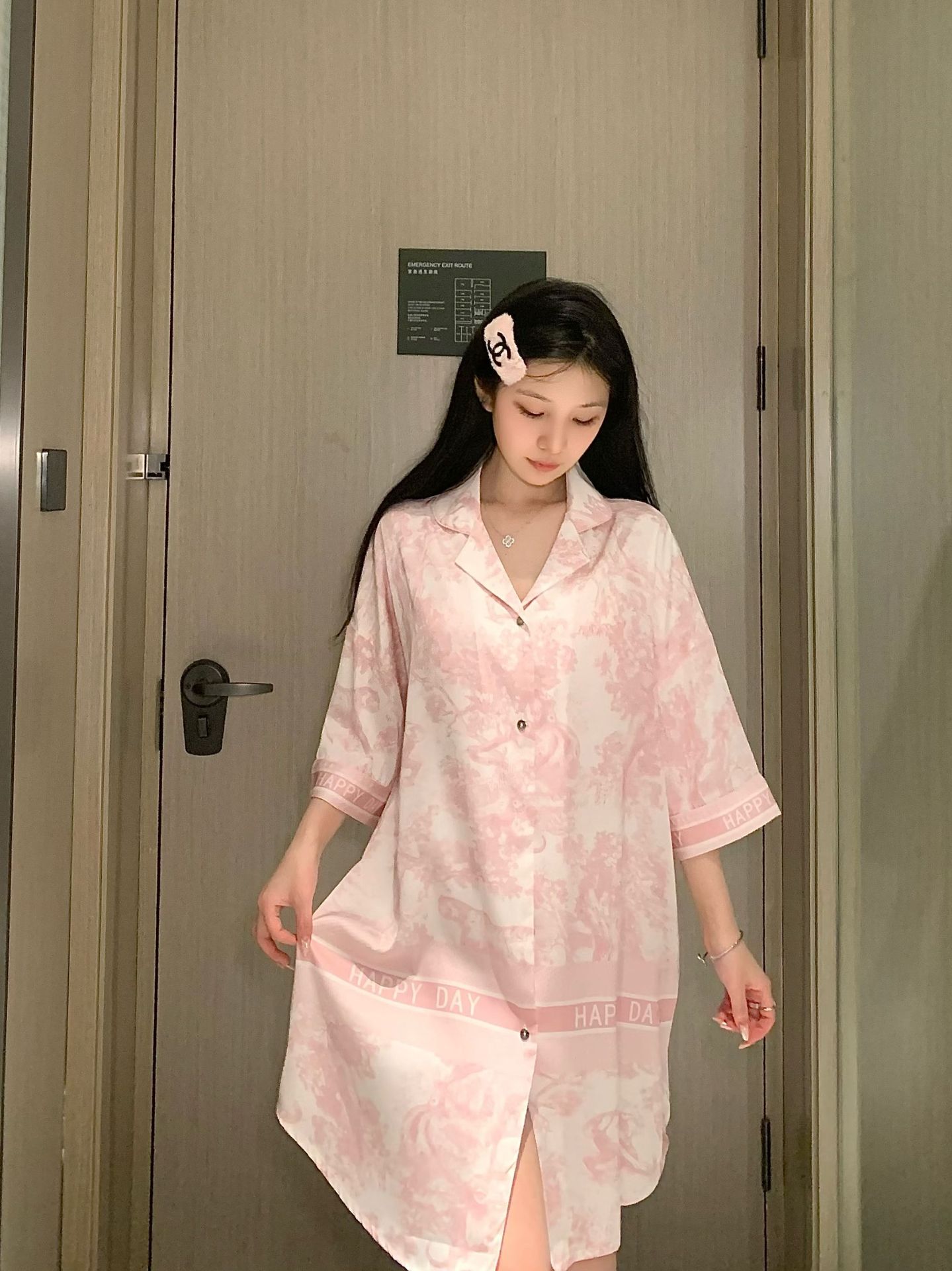 정글 타이거 잠자는 원피스 핑크