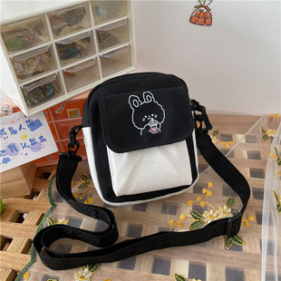 New 2024 Student Cute Shoulder Bag Small Capacity Casual Canvas Bag Small Fresh Crossbody Bag Daily Mobile Phone Bag