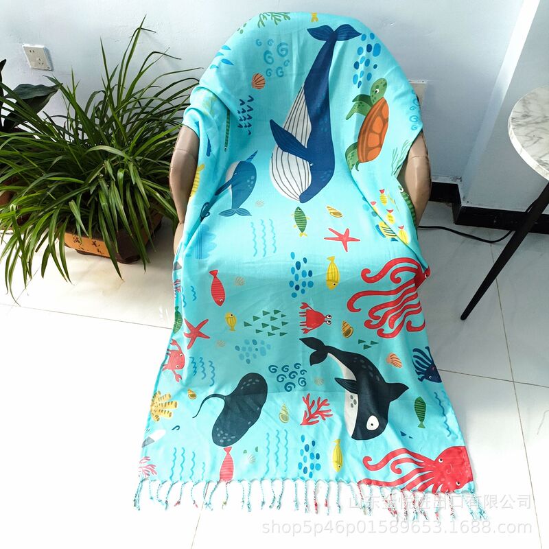 Fashion New Product New Square Large Beach Towel High-Quality Summer Absorbent Sunscreen Beach Towel Seaside Sports Must-Have