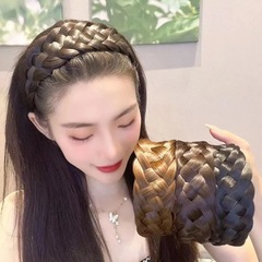New wig headband five-strand braid thickened wide edge handmade fishbone braid twist headband female summer high skull headband