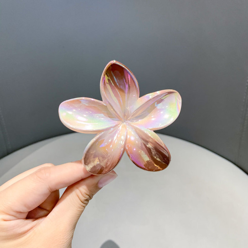 クロスボーダー真珠光沢のあるカラフルなプルメリアクリップ甘いガーリーハートフラワーヘアクリップ後頭部サメクリップカラフルなヘアクリップ|undefined