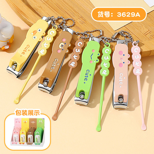 Creative and Cute Cartoon Nail Trimmer and Ear Scoop Set for Kids, Portable Nail Nipper and Nail Clipper