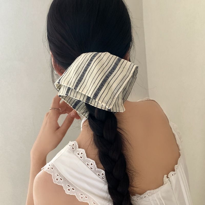 甜美蕾丝花边蝴蝶结方巾大肠发圈女高级感慵懒风超大号发圈扎头发|undefined