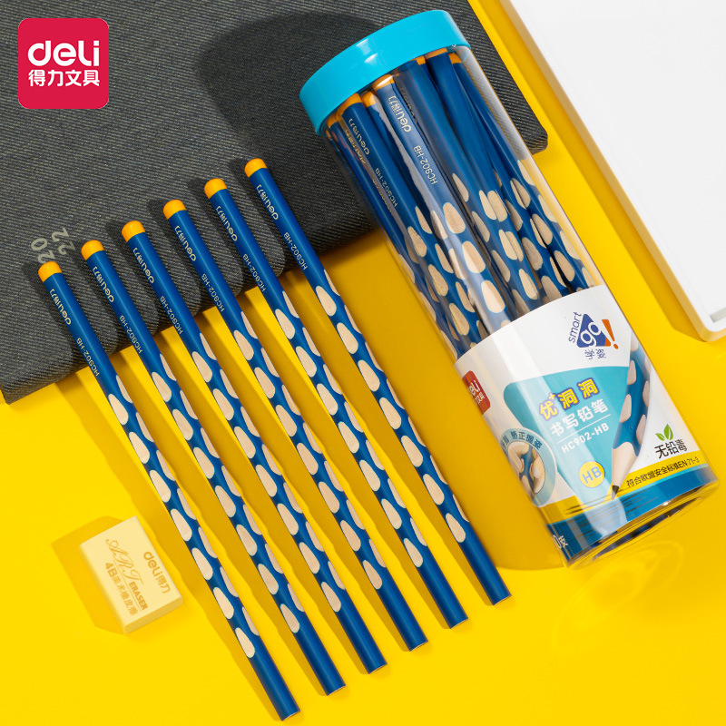 Deli pencil wholesale 2B kindergarten gift stationery student calligraphy painting HB sketch hole pen 30 pieces