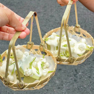 Internet Celebrity Jasmine Green Milk Tofu Satchel Small Bamboo Basket Hand Rest Basket Pad Paper Snack Basket