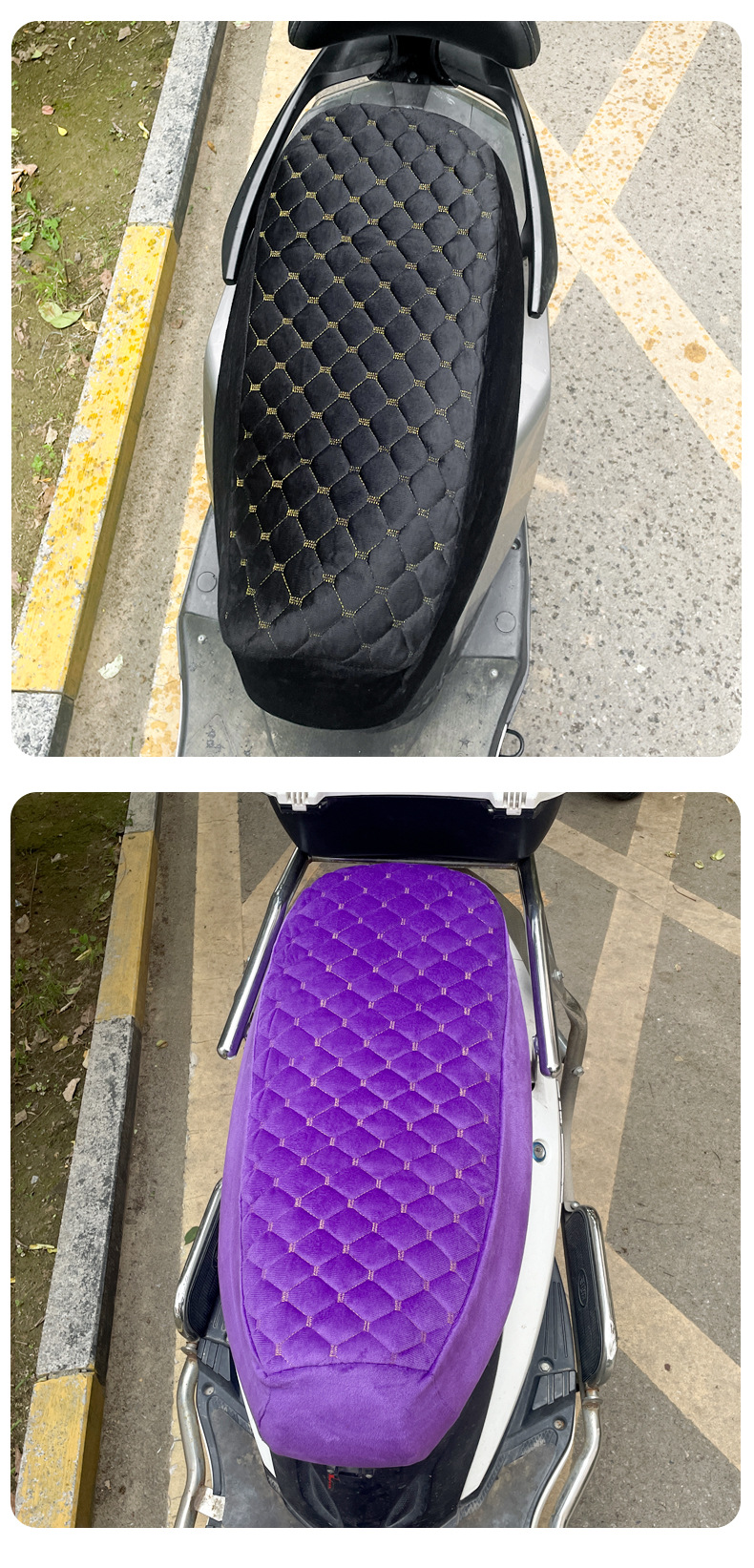 Autumn and winter warm padded seat cover for electric scooters, electric vehicle seat cushion cover, thickened and fleece-lined motorcycle seat cover