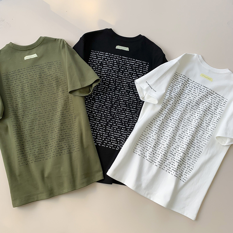 Correct Version of Reader Korean Style Graffiti Letter Printing Loose Couples Short-sleeved Round Neck T-shirt for Men and Women