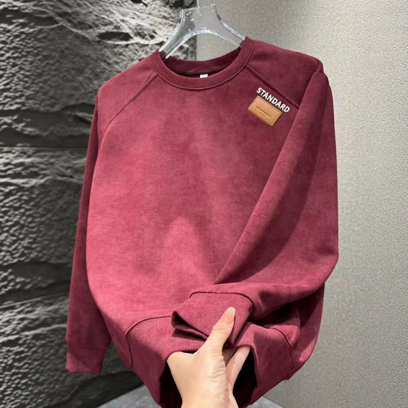 Autumn and Winter New Trendy Tie-Dye Sweatshirt Men's Tops Fashionable Long t Versatile Long-Sleeved Casual Round Neck Pullover Sweatshirt