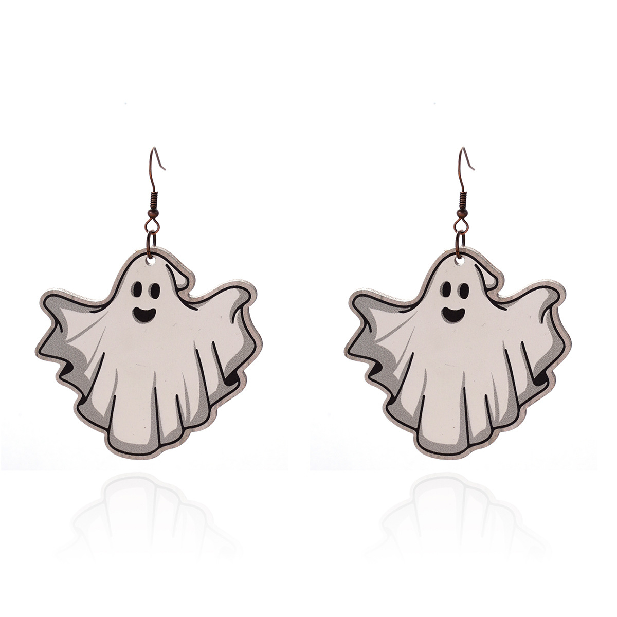 14g Weight Iron Ear Needle Material Drop Earrings Classification 1 Pair Quantity Party, Festival, Street Occasion Wood Material Halloween Festival ghost, Spider, Skull Pattern Women's Gender Hip-Hop, Funny Style 1 Pair Halloween Hip-Hop Funny Ghost Spider Skull Wood Drop Earrings 11