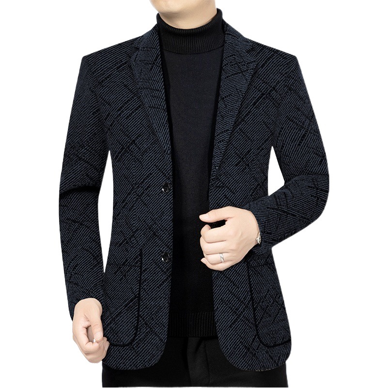 2023 primavera y otoño traje de mediana edad de los hombres delgados de papá casual de una pieza ropa superior sin planchar chaqueta de traje de hombre