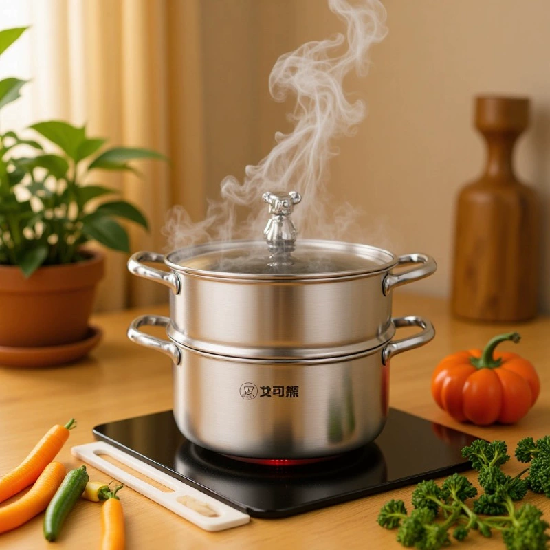 艾可熊 Shanzhu Master Steamer Soup Pot Multifunctional Dual-Purpose 304 Stainless Steel Safety Material Special for Home Kitchen