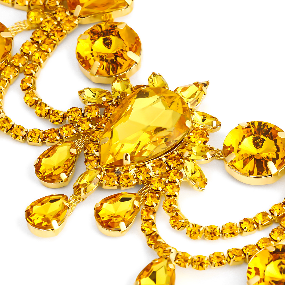 Amazon venta caliente exagerada conjunto de joyería Europa y América diamond collar pendientes accesorios de espectáculo conjunto de joyería