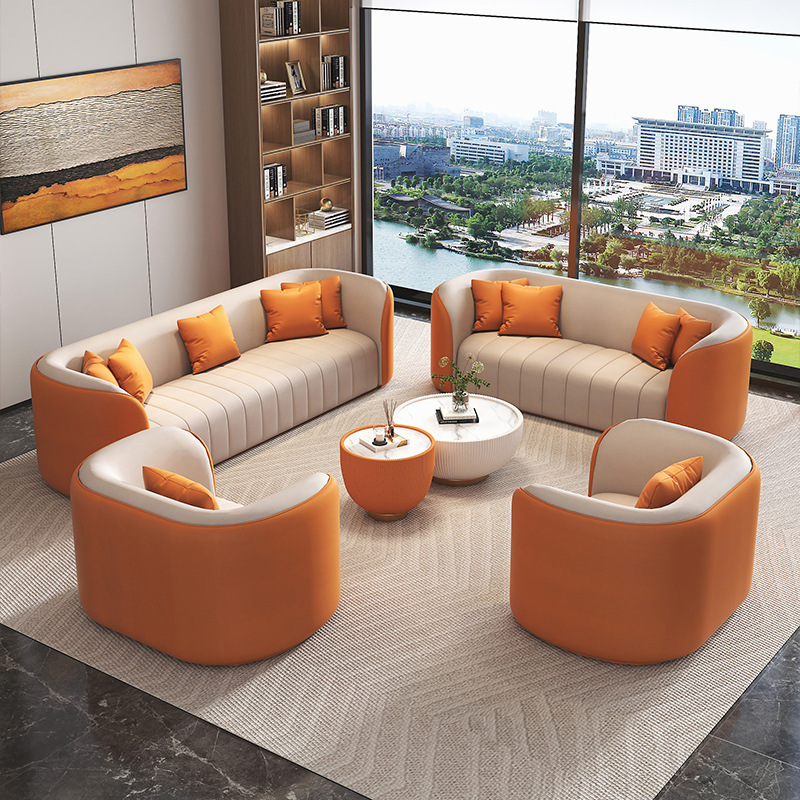 Salón de belleza de lujo ligero nórdico hotel sofá / silla de venta de recepción empresarial combinación de mesas de oficina negras