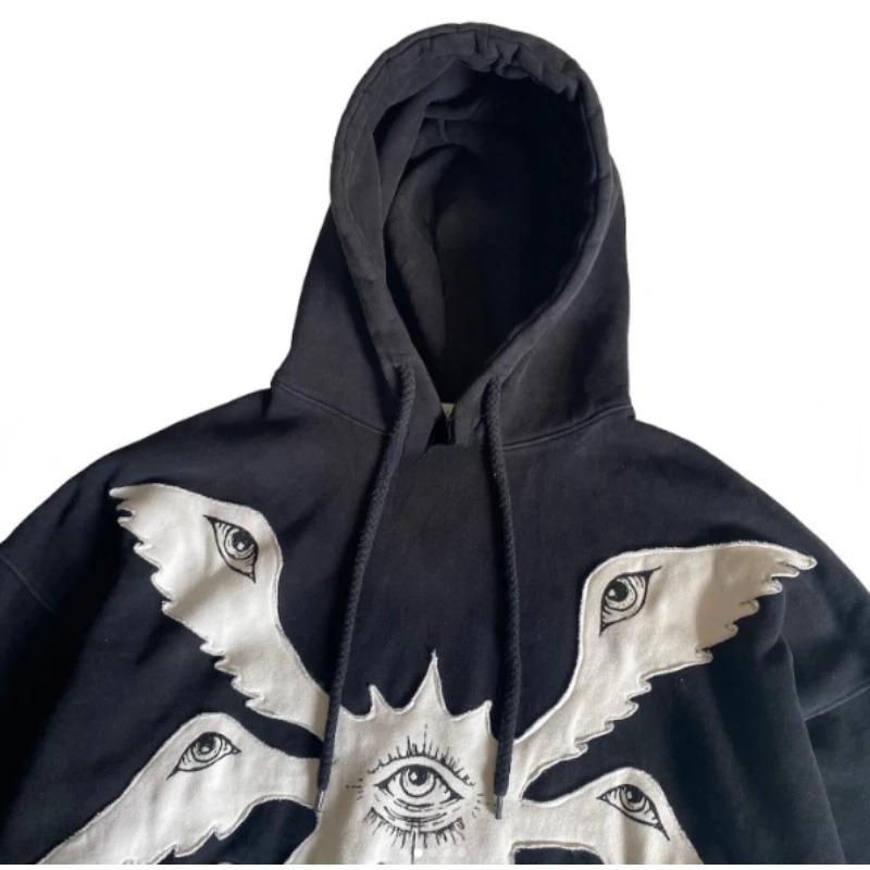 Men's Hoodie Y2k Gothic Angel Print Oversized Pullover Streetwear_voghion.com