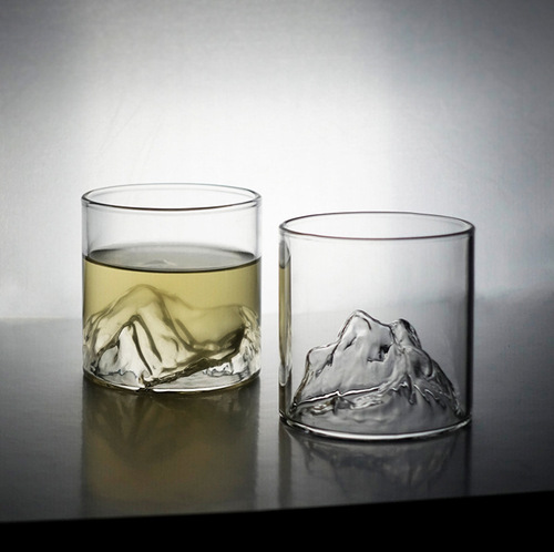 富士山玻璃茶杯复古藏山酒杯日式耐高温水杯子玻璃批发观山杯