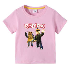 Roblox新款童装儿童夏装短袖T恤男童纯色打底衫宝宝半袖T恤童上衣