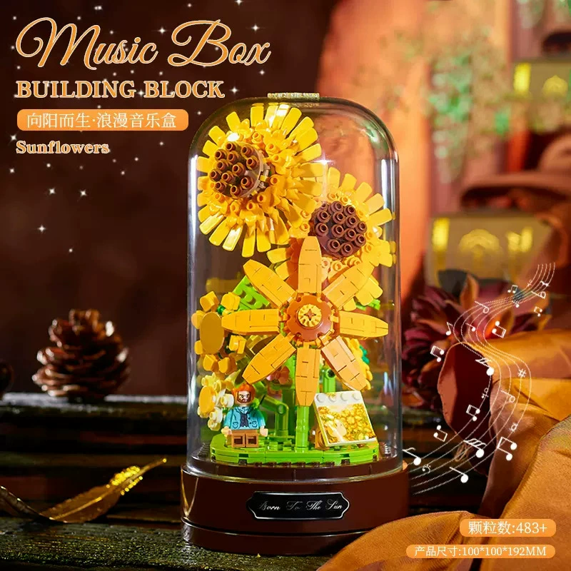 Constructor, toy, music box, sunflower, Birthday gift