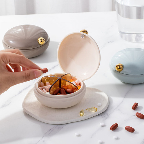 Independently designed light luxury portable sealed pill box, pill packaging storage box, medicine box, portable medicine box, cross-border