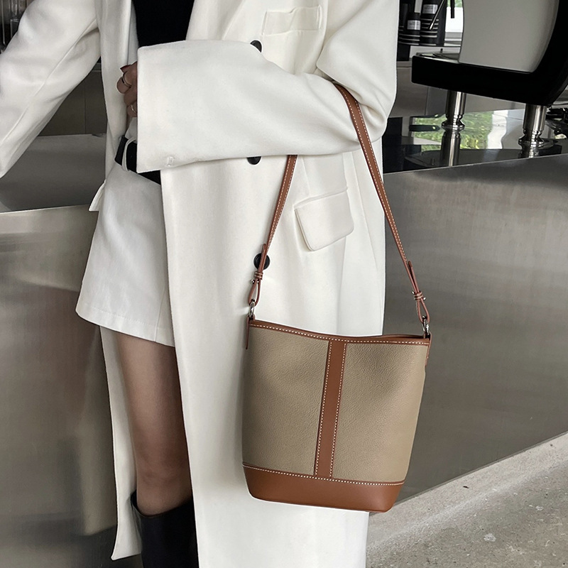 Echter Leder Bucket Bag Für Damen Schulter- Und Umhängetasche_voghion.com