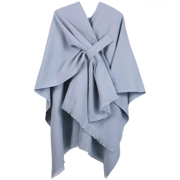 2026 New Style Women's Open-Front Cape with Stripes and Slits, European and American Cross-Border Trade Solid Color Poncho, Pure Color Oversized Cape