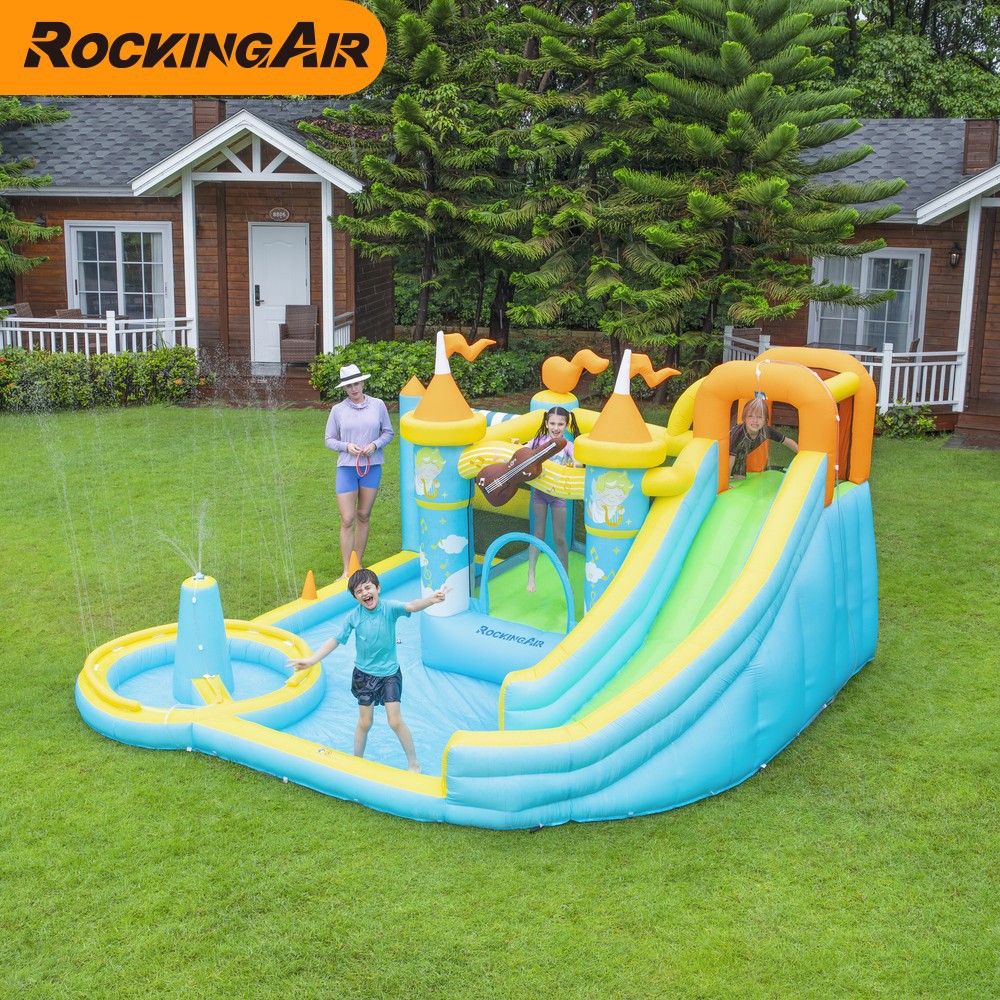 Castillo infláble para niños pequeño castillo de rociador de agua al aire libre casero infláble trampolín rebotante fiesta castillo infláble