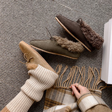 巨软保暖冬季毛毛单鞋 牛翻皮休闲雪地靴棉鞋女勃肯鞋女冬季加绒