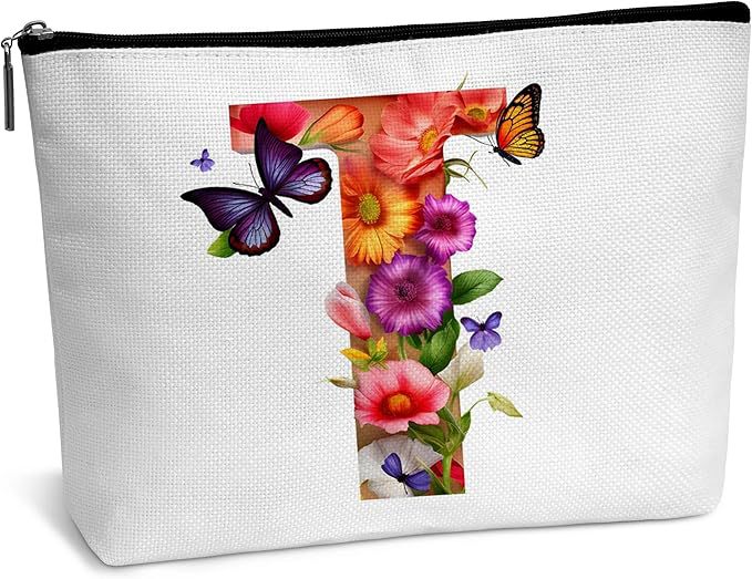 Amazon Cross-border explosiva bolsa de cosméticos para mujer bolsa de almacenamiento de viaje de flores bolsa de letras algodón y lino impresión de doble cara