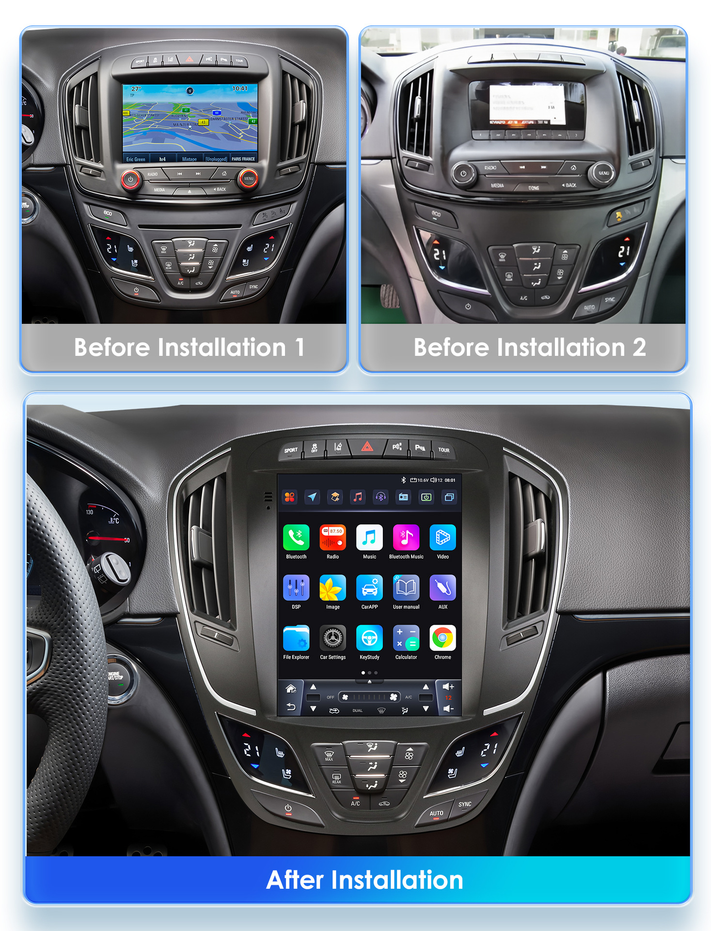 9.7inch Suitable for 2014-2018 Buick Regal/Opel Insignia Car-Mounted Vertical Screen Android Navigation Gps