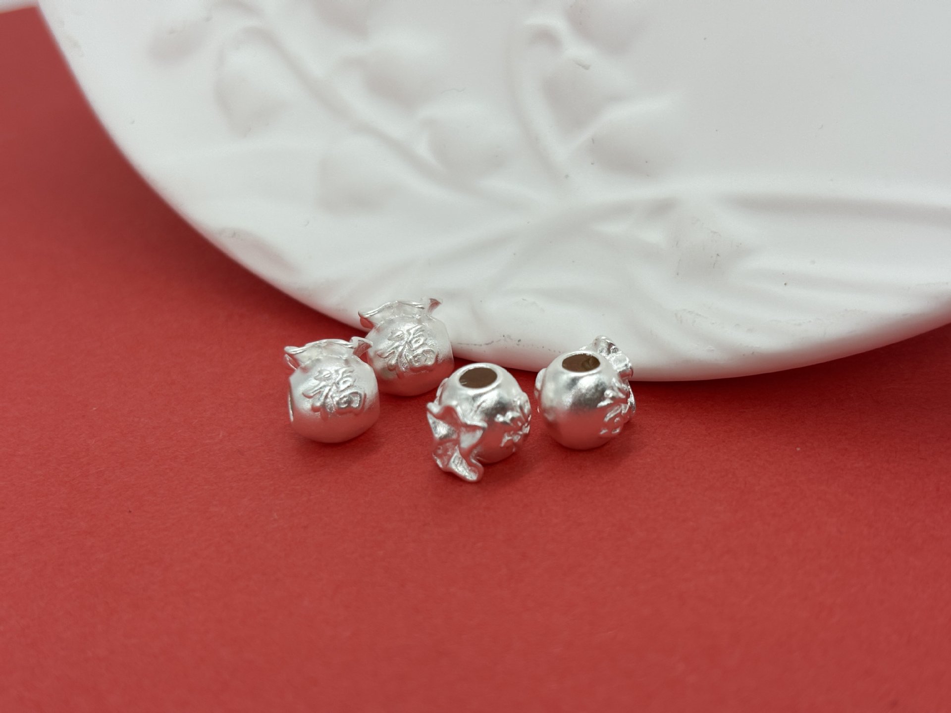 Pure Silver 999 Lucky Bag Transfer Beads, Pure Silver 3D Craftsmanship Loose Beads, Spacer Beads, DIY Silver Jewelry Accessories, Braided Rope Bracelet, Hand String
