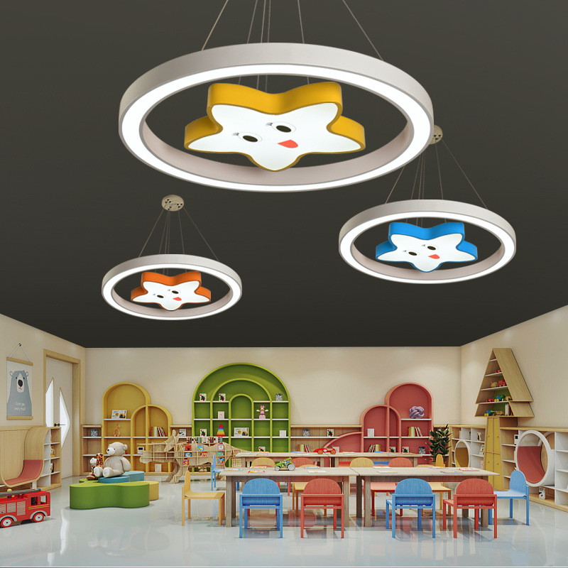 2023 New Cartoon Star Chandelier, Creative Kindergarten Ceiling Light, Classroom, Playground Style Lighting Fixture