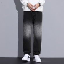 男生牛仔裤高级感直筒渐变设计高档简约易打理个性帅气男装长裤子