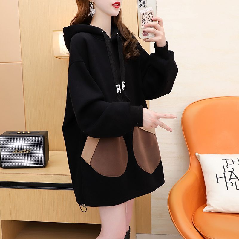 [Official Picture] Special Offer Huamian Composite Milk Silk 2025 Spring & Fall New Style Lazy Style Large Flap Pocket Pants Hooded Sweatshirt