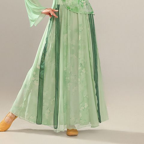 新款舞蹈旗袍服女纱衣古典中国练功弹力身韵古典舞飘逸演出服套装|undefined