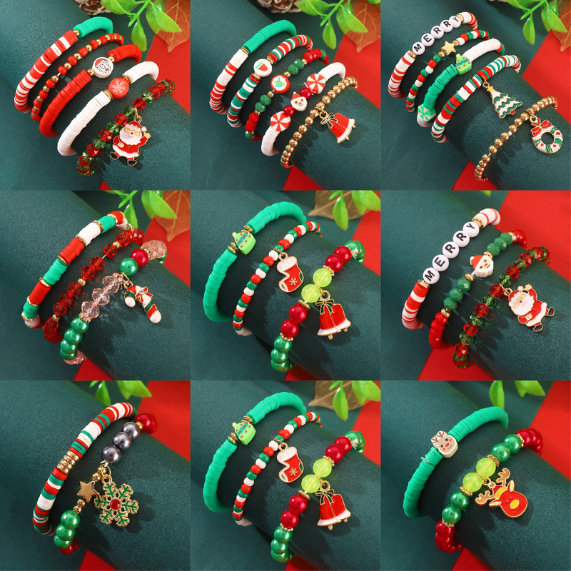 European and American Christmas Bracelet suit Beaded Letter Santa Claus Snowflake Elk Stretch Bracelet Gifts Cross Border European and American Christmas Bracelet suit Beaded Letter Santa Claus Snowflake Elk Stretch Bracelet Gifts Cross Border