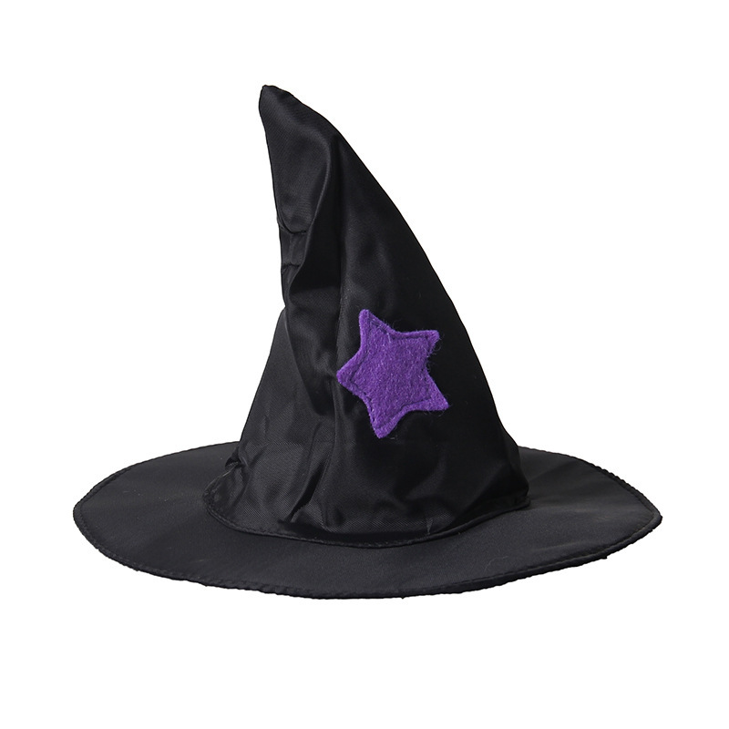 Fábrica de suministros para mascotas de Halloween sombrero de perro vestido sombrero de gato fresco negro estrella púrpura noble sombrero de mago mágico de peluche