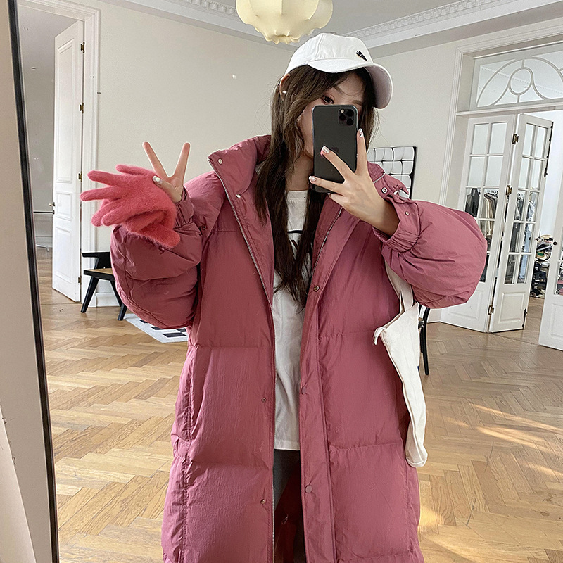 Invierno de nuevo estilo coreano engrosado y suelto con capuzas sobre la rodilla calentamiento de la ropa de pan de algodón