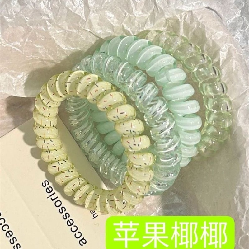 高品質電話線ヘアバンド高弾性水玉ヘアロープ夏のヘッドバンド女性のヘアアクセサリー耐久性のある痕跡のないプラスチックミント|undefined