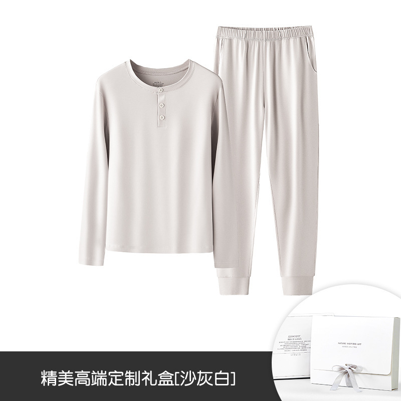 El nuevo traje de pantalón de manga larga para mujer de otoño e invierno modal de algodón puede salir, pijamas transfronterizos, pijamas, ropa de hogar en stock