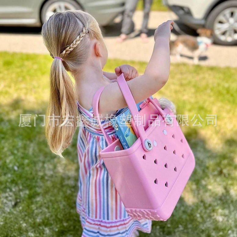 Venta caliente transfronteriza europea y americana nueva pequeña de gran capacidad impermeable linda niña niño EVA agujero agujero bolsa eva playa bolsa