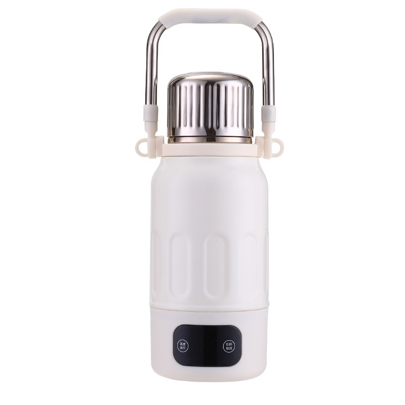 Ventas calientes de calentamiento inteligente de control de temperatura hervidor de agua de alta capacidad 304 taza de aislamiento de acero inoxidable una cubierta de doble uso portátil al aire libre