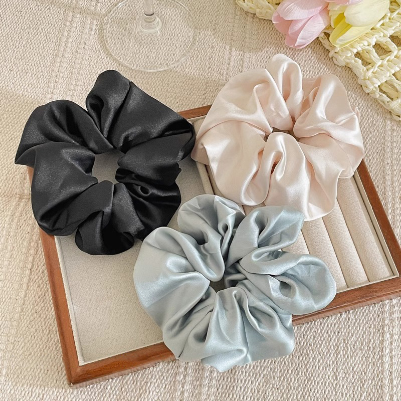 Gran tamaño satén flojo color sólido anillo de cabello de intestino grande temperamento francés femenino bajo cabello de cabello cuerdas de cabello banda de goma