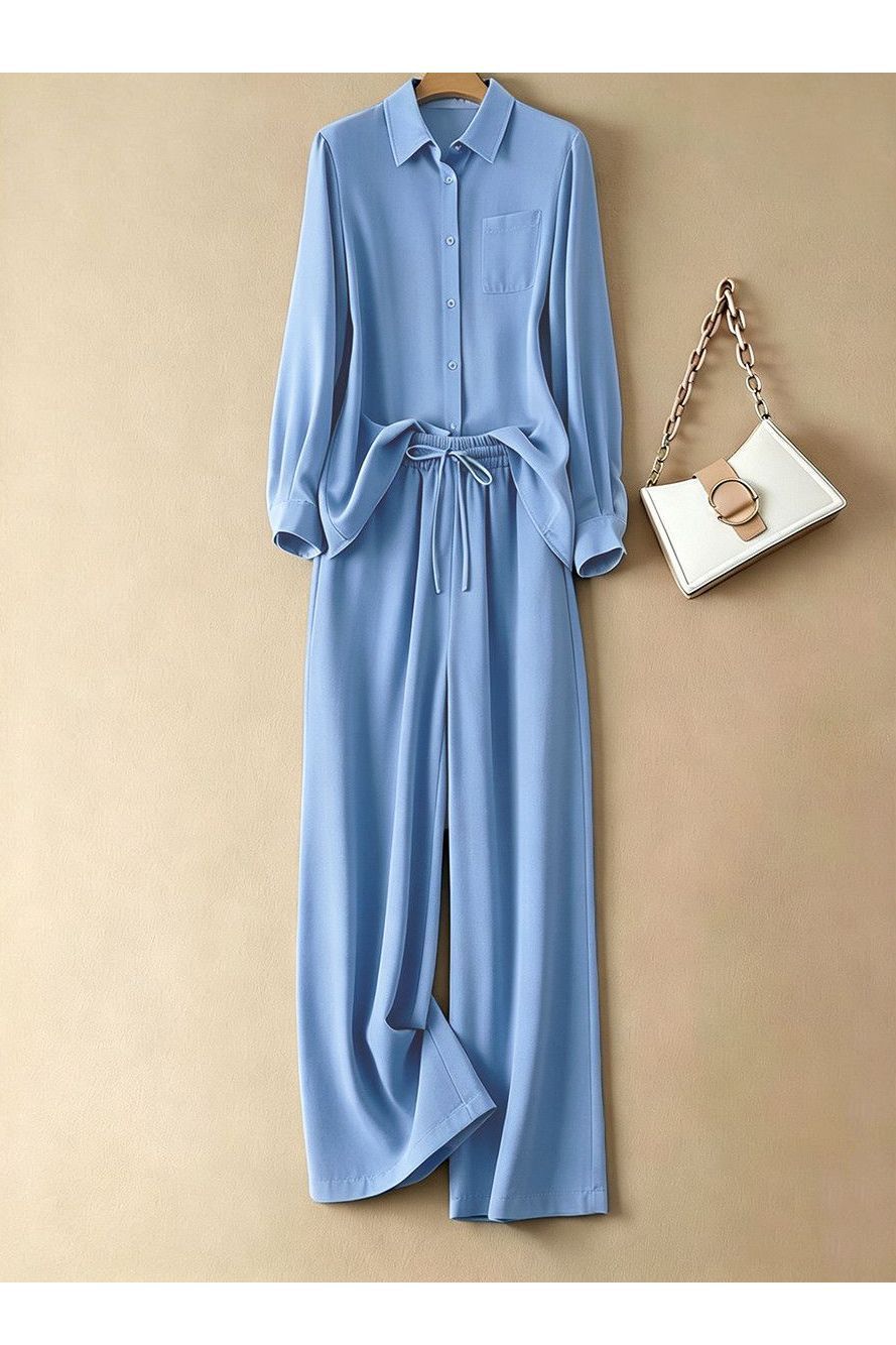 Damen Sommer Set Aus Baumwoll-leinen Bluse Und Hose Elegant_voghion.com