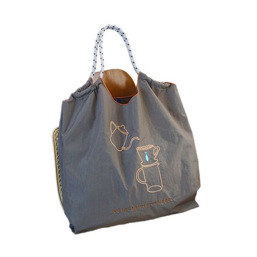 New ball chain style embroidered tea cup eco-friendly shopping bag for women, large capacity single shoulder crossbody commuting bag