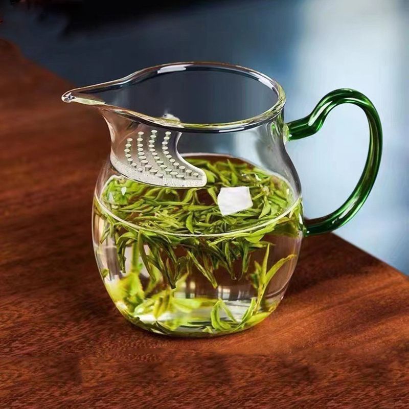高硼硅透明玻璃泡茶月牙公道杯家用一体大容量带过滤网分茶器防爆|undefined